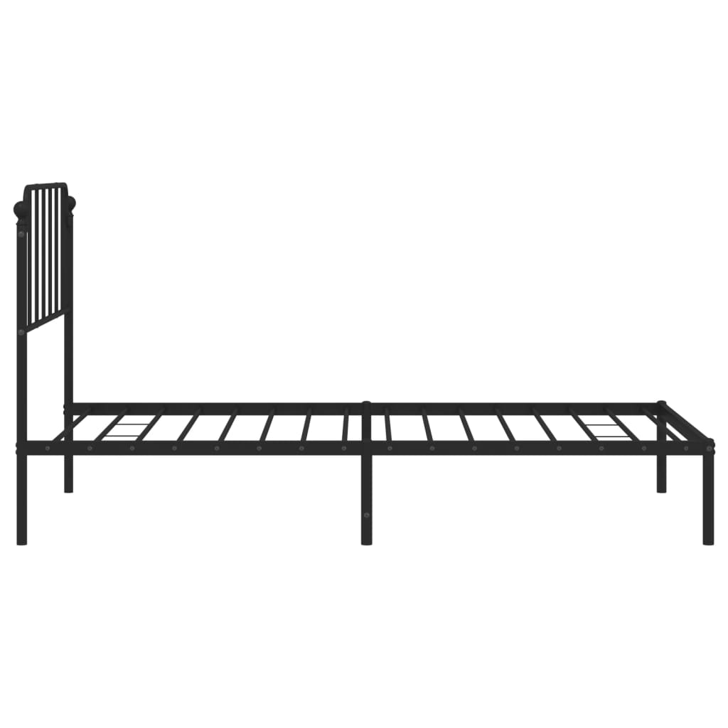Metal Bed Frame without Mattress with Headboard Black 100x190cm