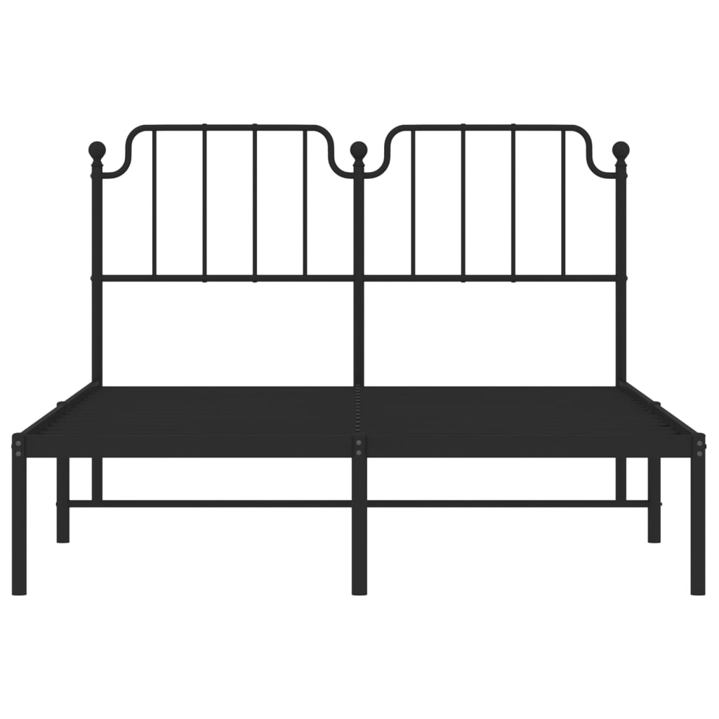 Metal Bed Frame without Mattress with Headboard Black 150x200cm