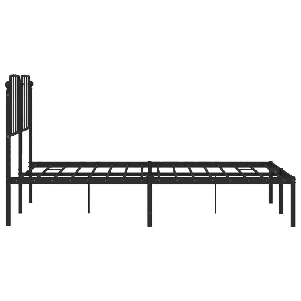 Metal Bed Frame without Mattress with Headboard Black 150x200cm