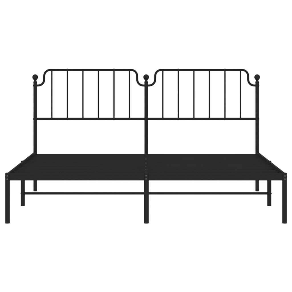 Metal Bed Frame without Mattress with Headboard Black 183x213cm