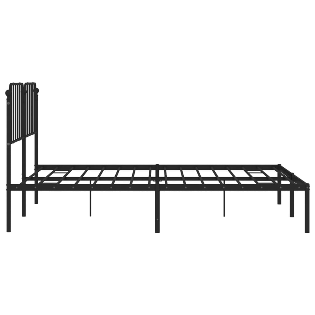 Metal Bed Frame without Mattress with Headboard Black 183x213cm