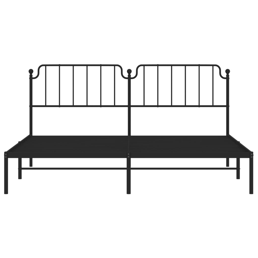 Metal Bed Frame without Mattress with Headboard Black 193x203cm