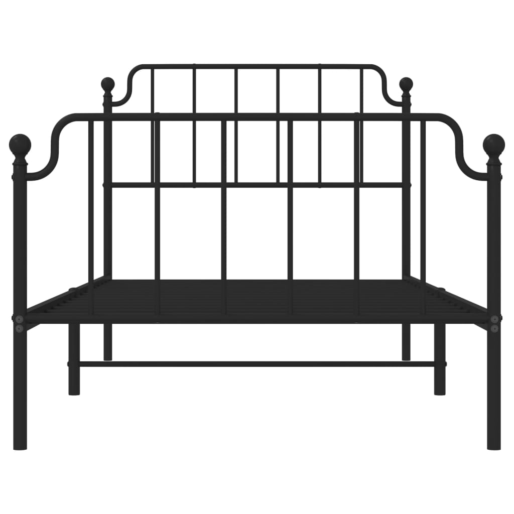 Metal Bed Frame without Mattress with Footboard Black 100x190cm