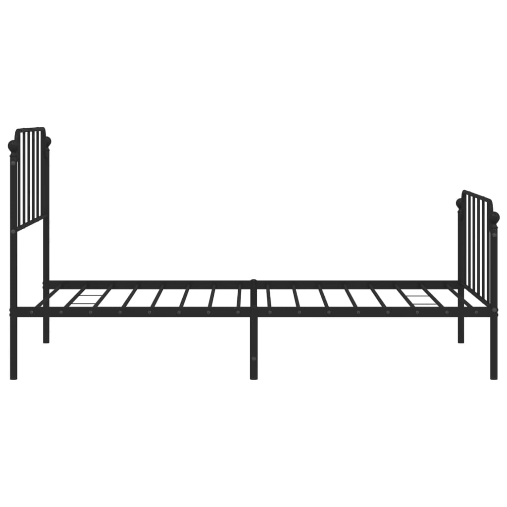 Metal Bed Frame without Mattress with Footboard Black 100x190cm