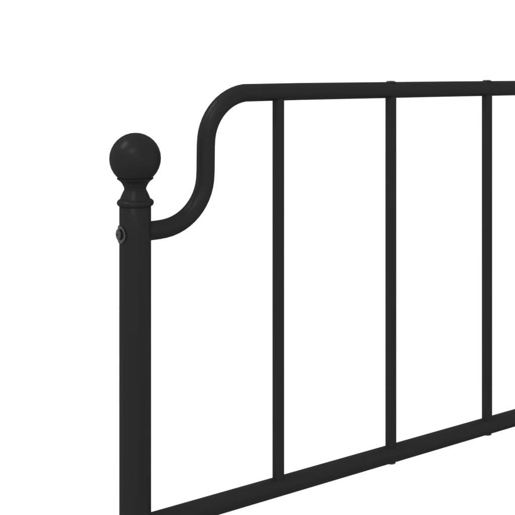 Metal Bed Frame without Mattress with Footboard Black 100x190cm
