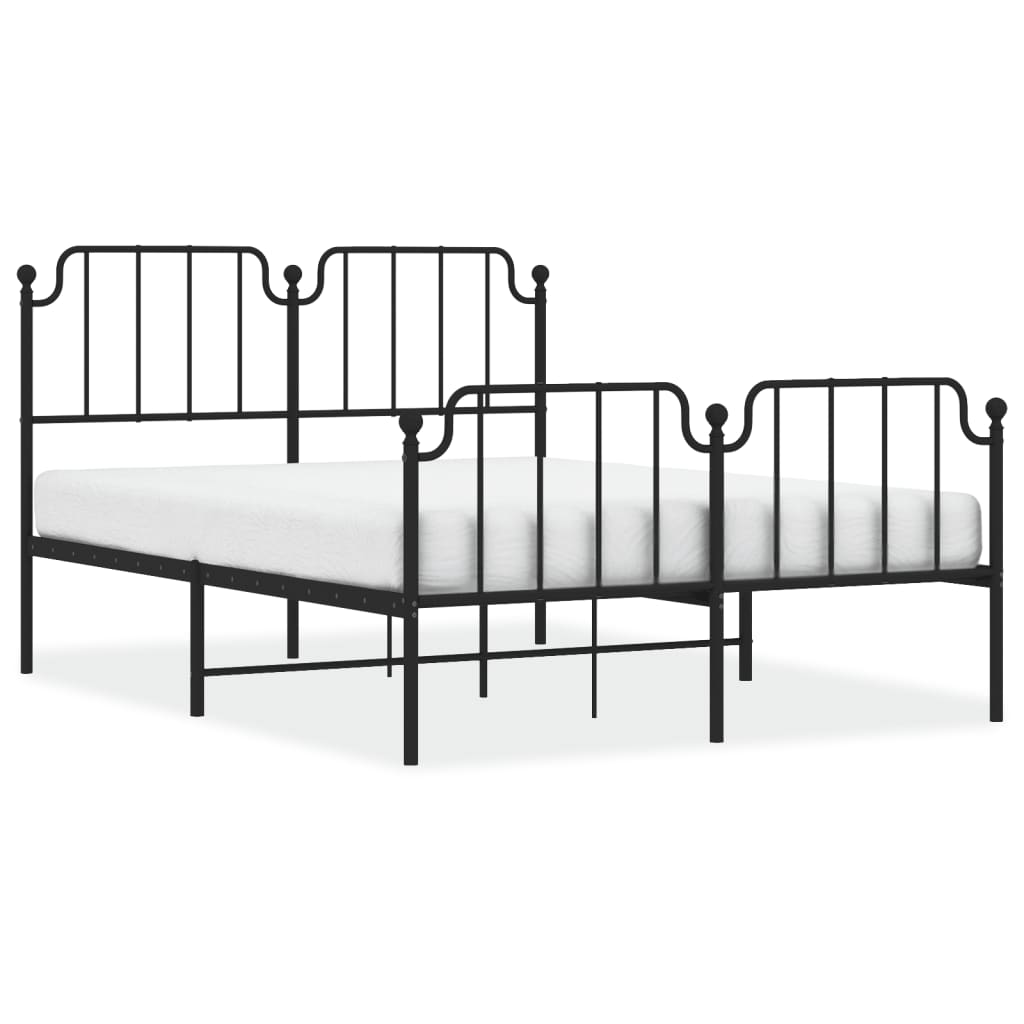 Metal Bed Frame without Mattress with Footboard Black 135x190cm