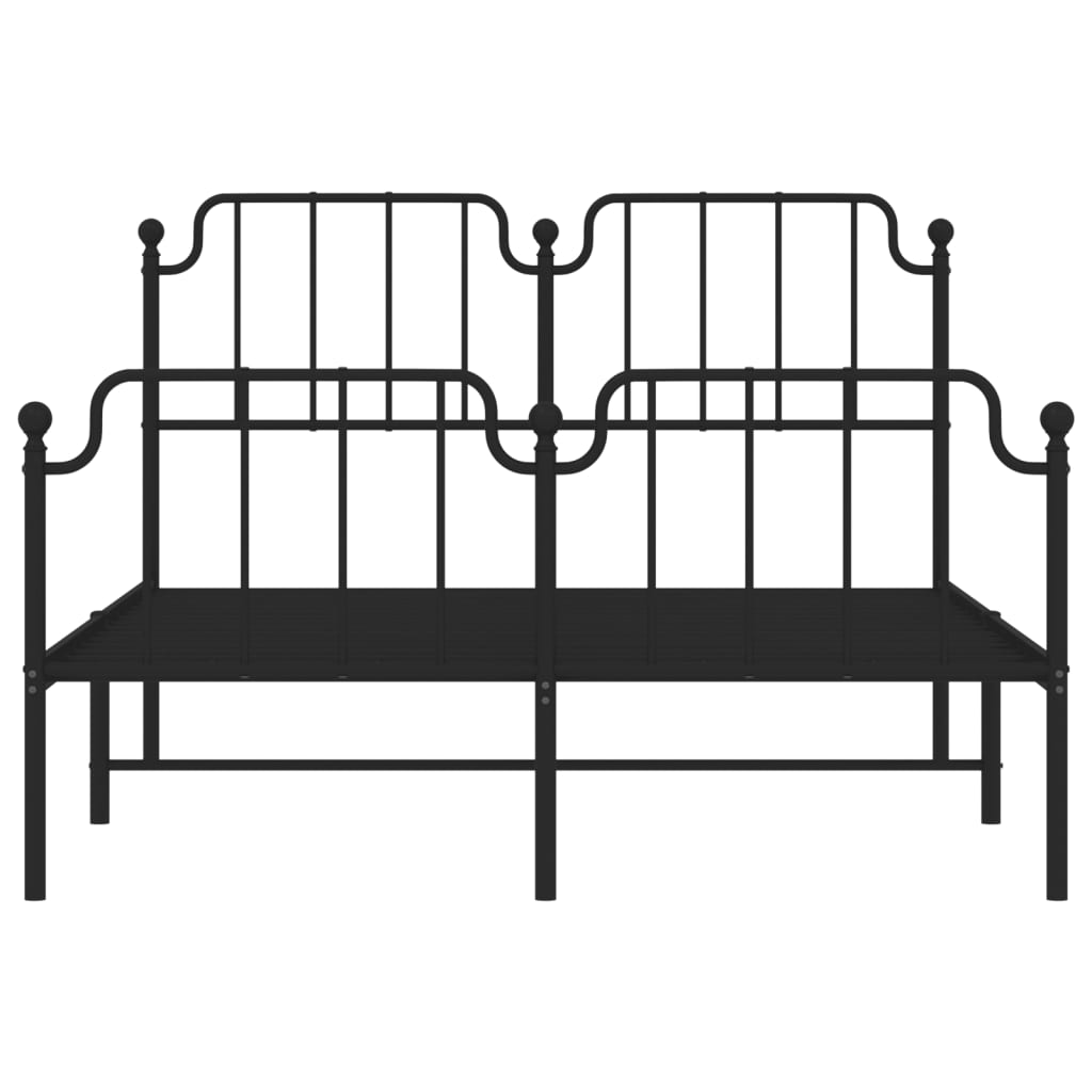 Metal Bed Frame without Mattress with Footboard Black 135x190cm