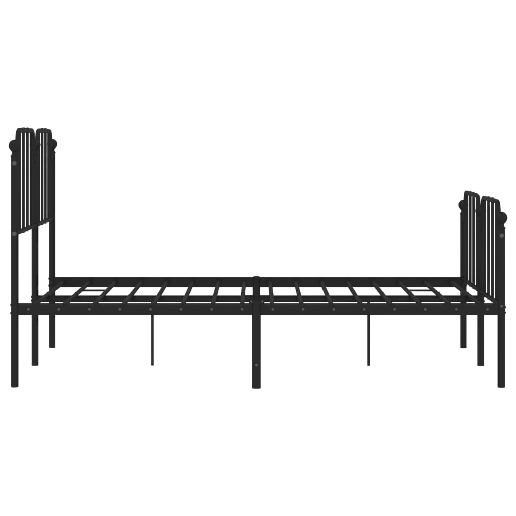 Metal Bed Frame without Mattress with Footboard Black 135x190cm
