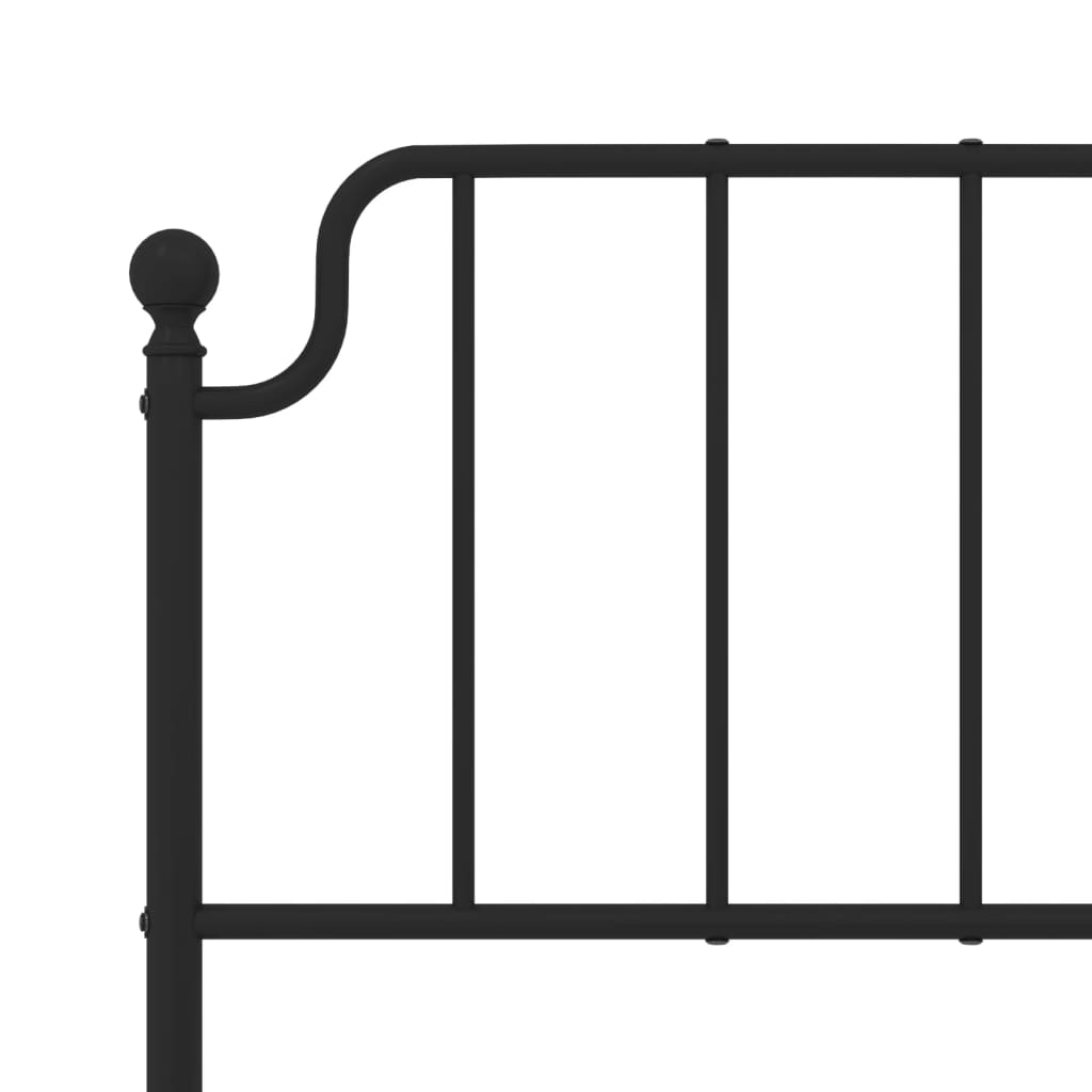 Metal Bed Frame without Mattress with Footboard Black 140x200cm