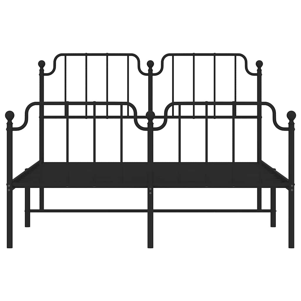Metal Bed Frame without Mattress with Footboard Black 150x200cm