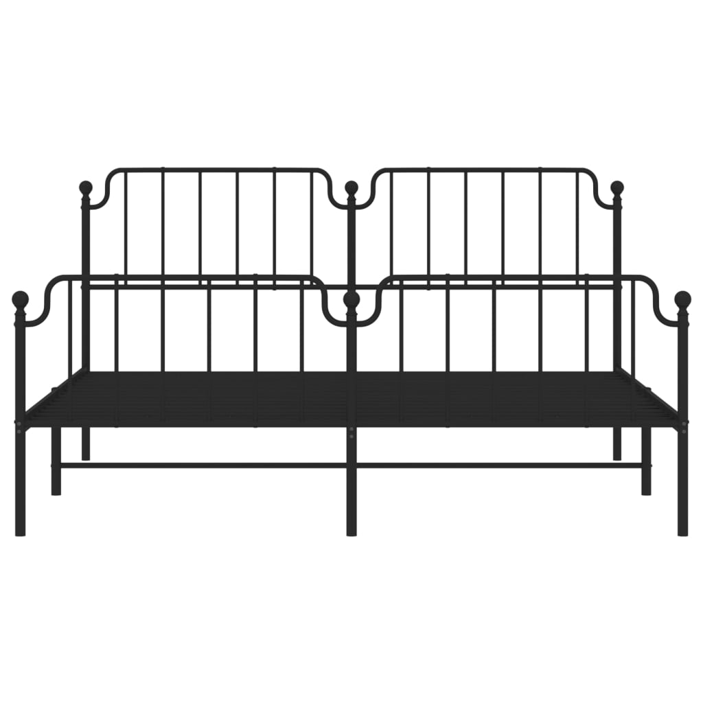 Metal Bed Frame without Mattress with Footboard Black 180x200cm