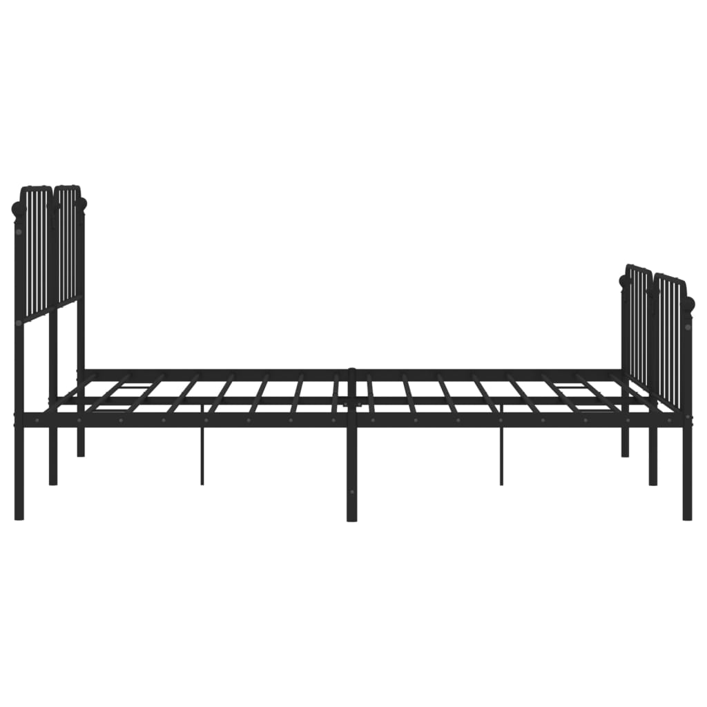 Metal Bed Frame without Mattress with Footboard Black 180x200cm