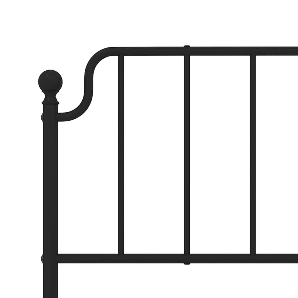 Metal Bed Frame without Mattress with Footboard Black 193x203cm