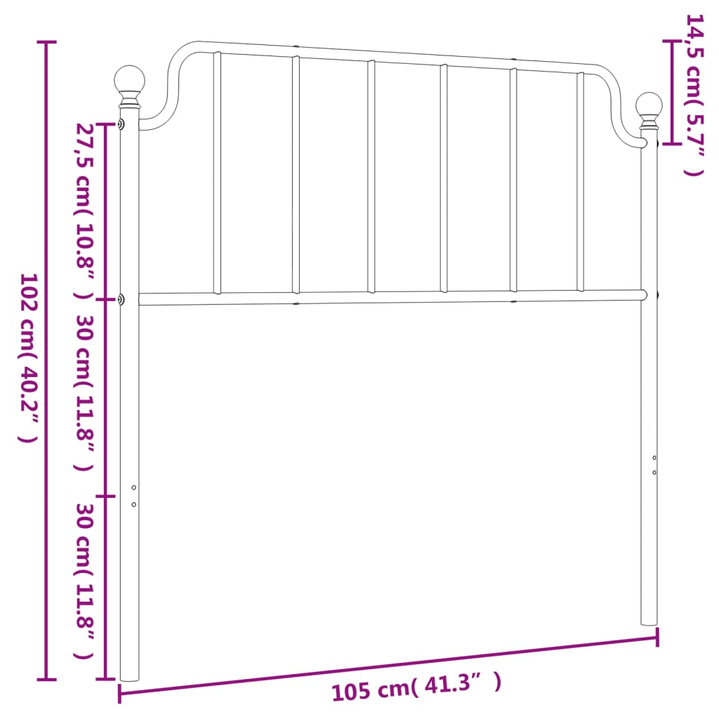 Metal Headboard Black 100 cm