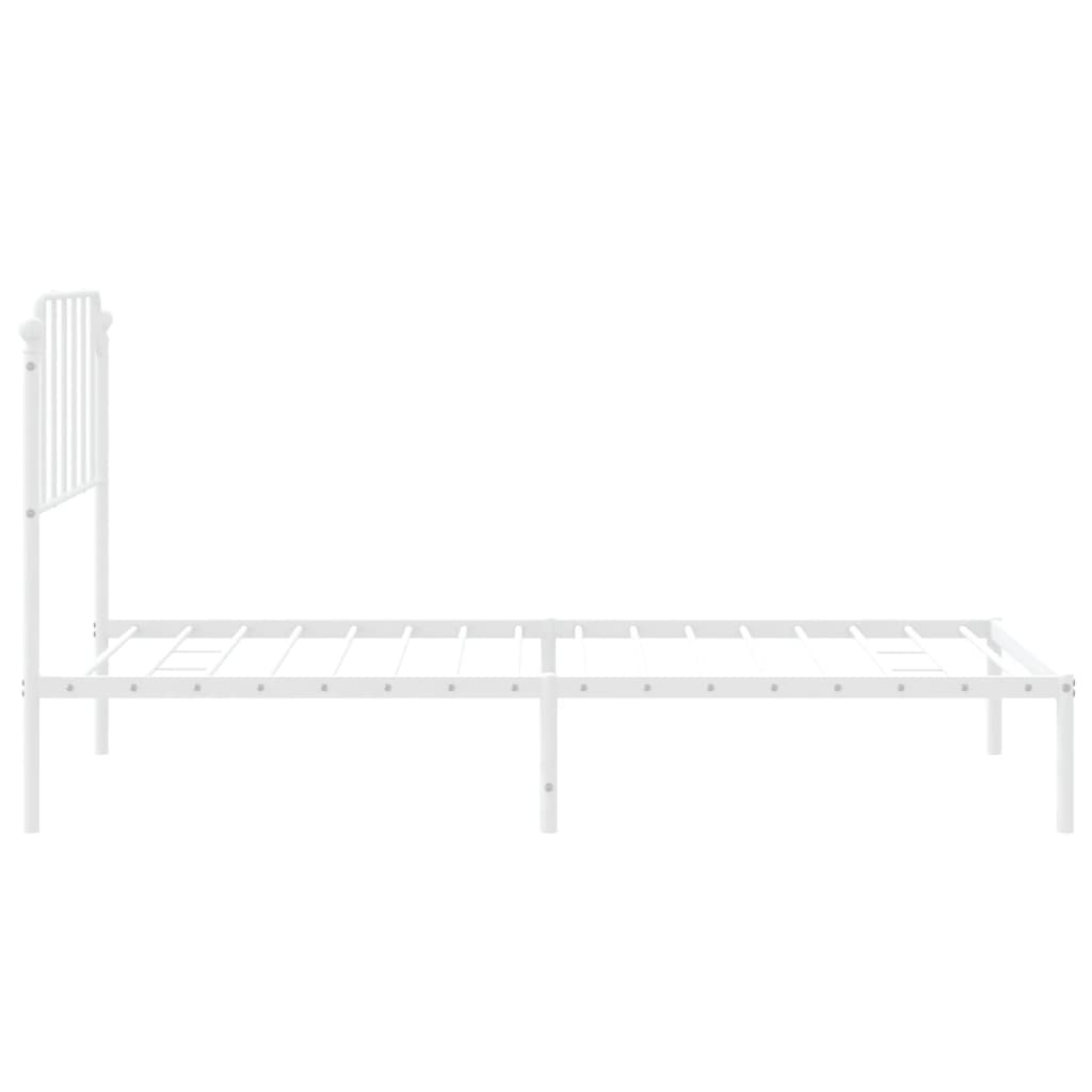 Metal Bed Frame without Mattress with Headboard White 100x190cm