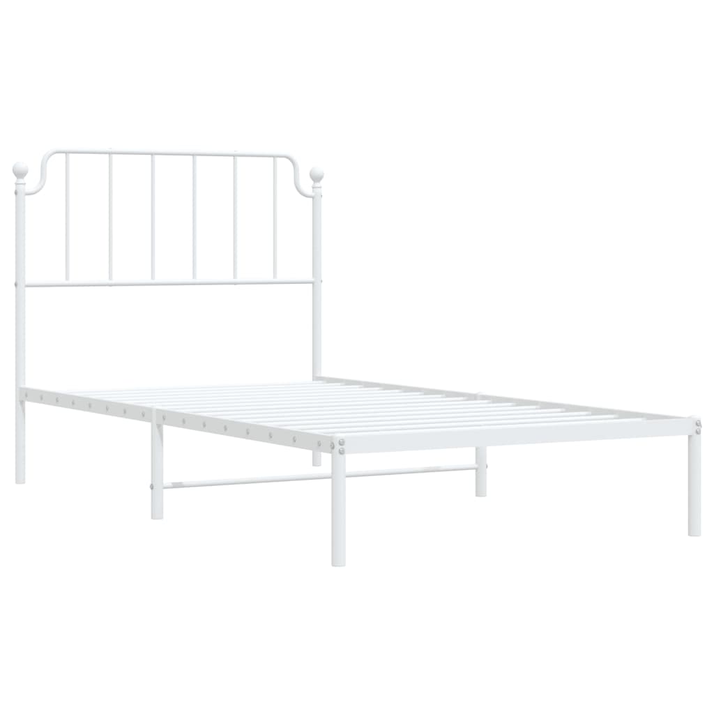 Metal Bed Frame without Mattress with Headboard White 100x200cm