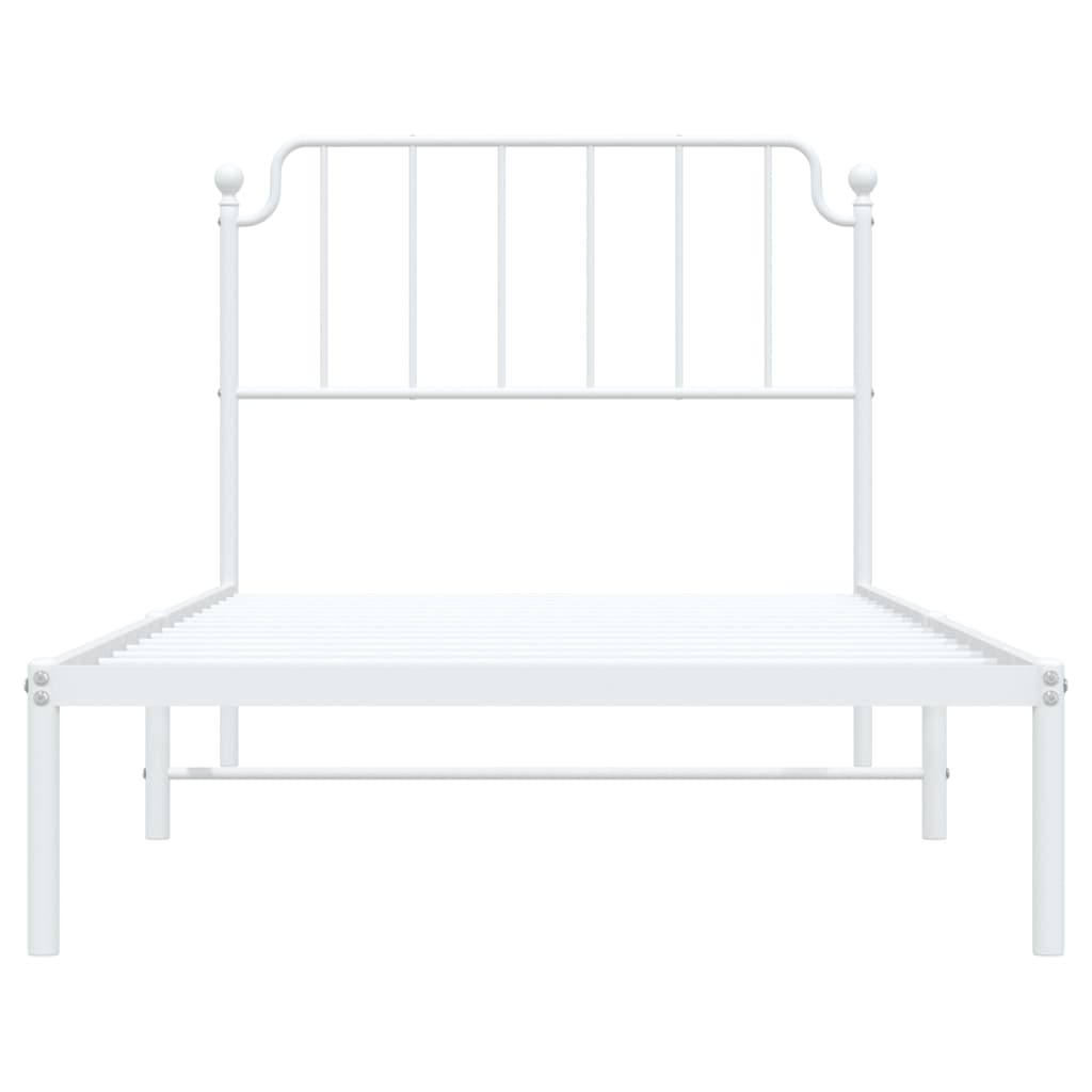 Metal Bed Frame without Mattress with Headboard White 100x200cm