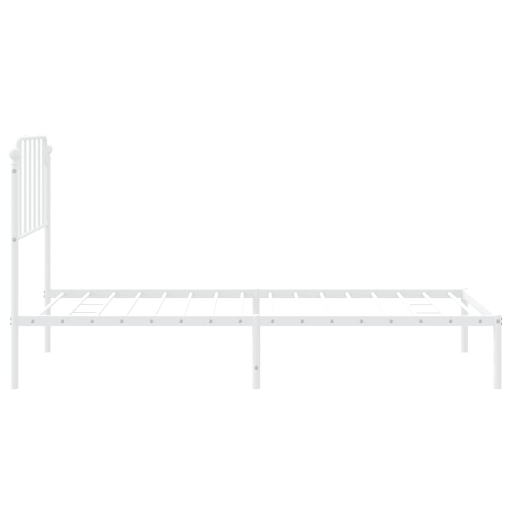 Metal Bed Frame without Mattress with Headboard White 100x200cm