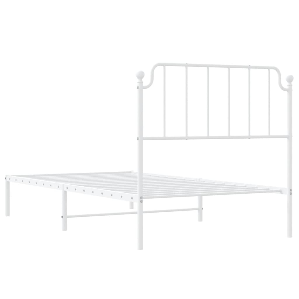 Metal Bed Frame without Mattress with Headboard White 100x200cm