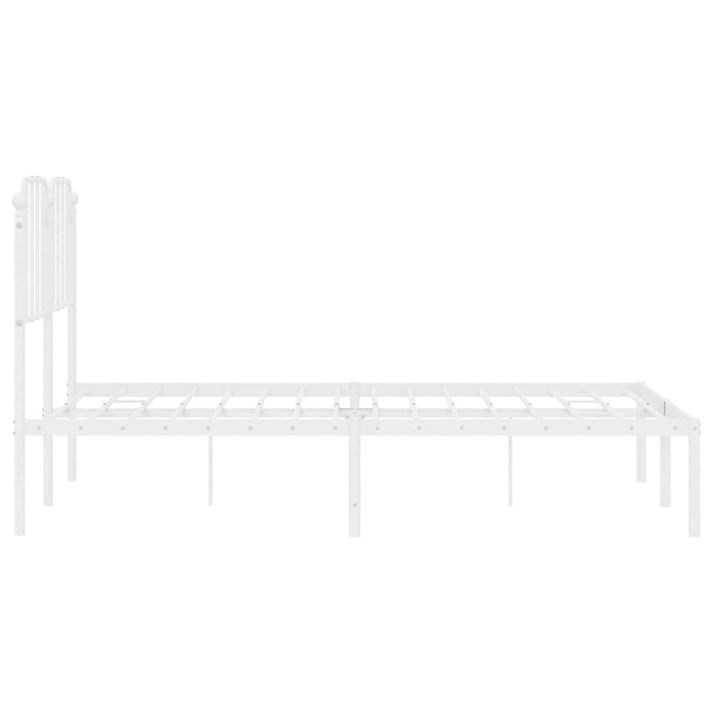 Metal Bed Frame without Mattress with Headboard White 150x200cm