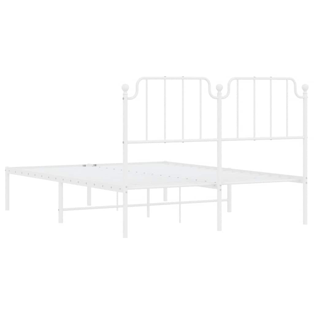 Metal Bed Frame without Mattress with Headboard White 150x200cm