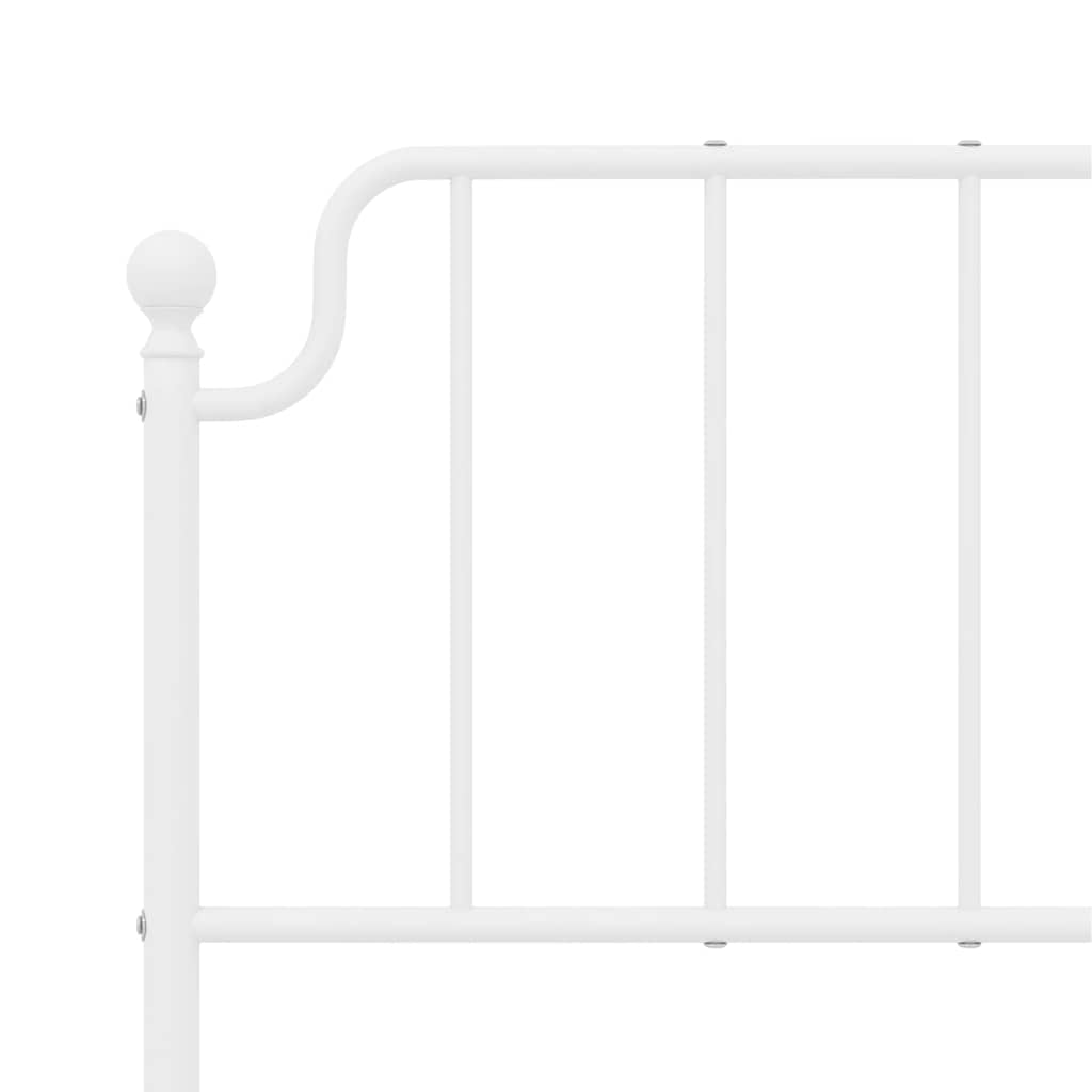Metal Bed Frame without Mattress with Headboard White 150x200cm