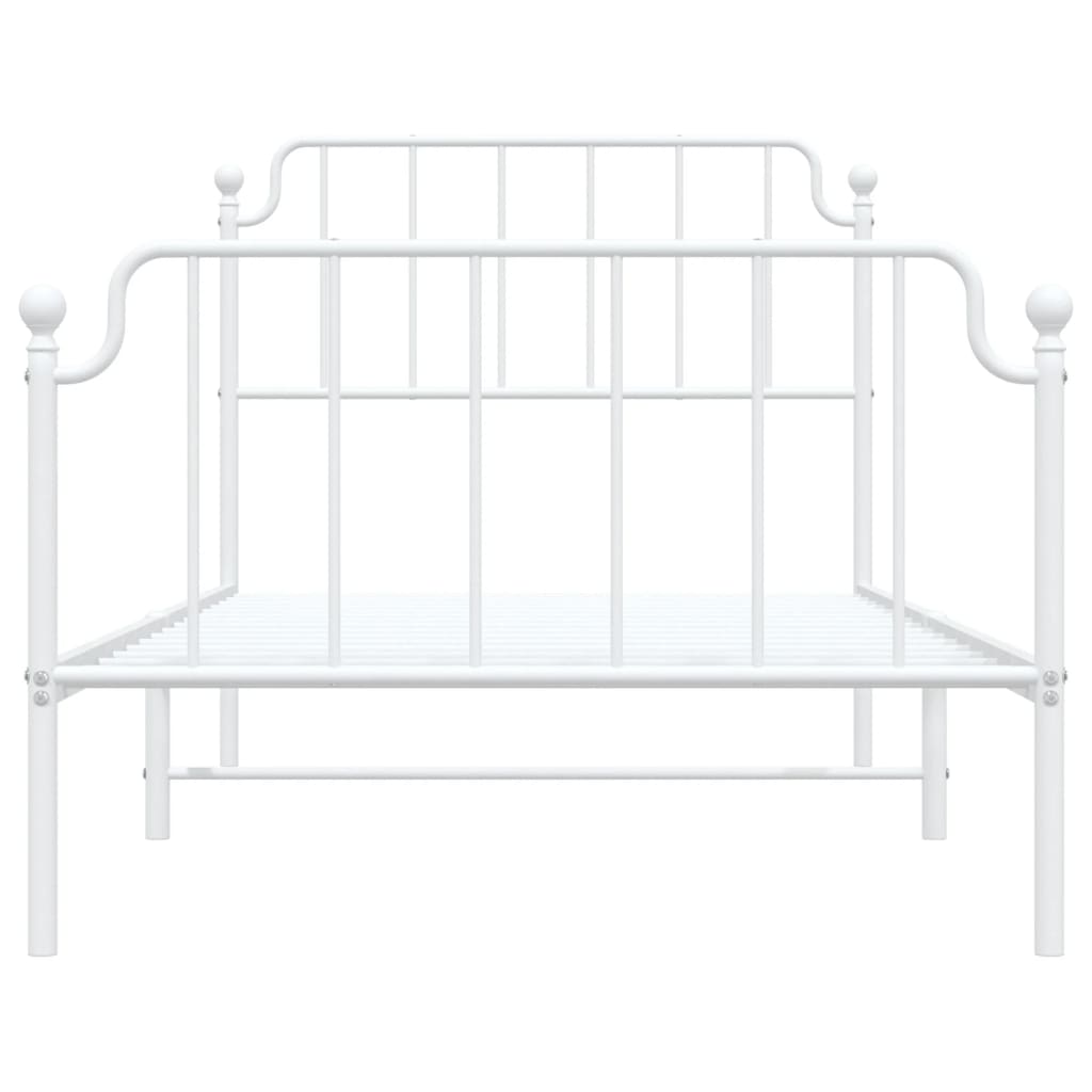 Metal Bed Frame without Mattress with Footboard White 100x190cm
