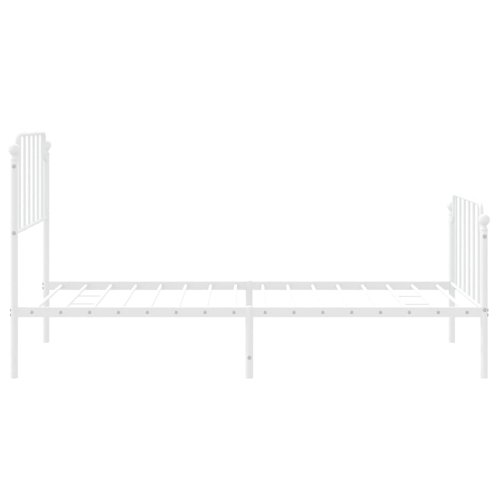 Metal Bed Frame without Mattress with Footboard White 100x190cm