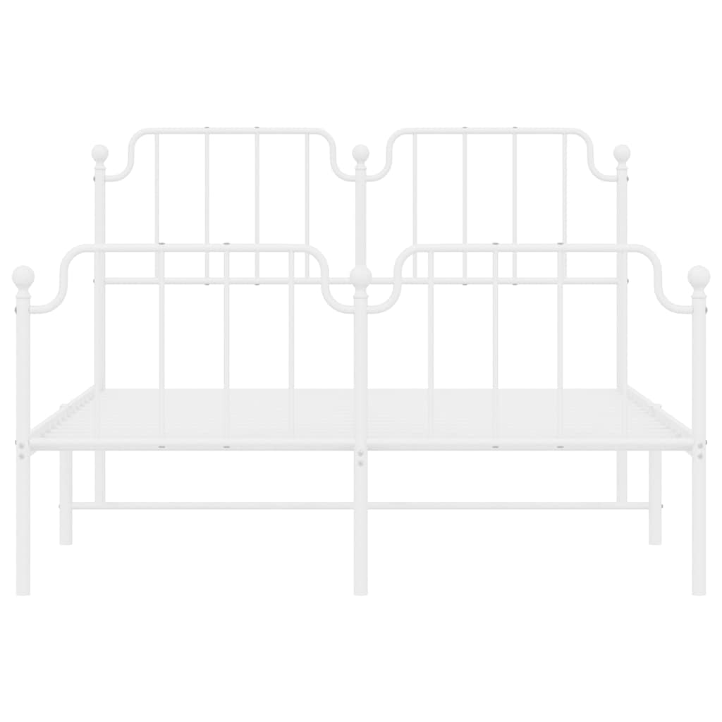 Metal Bed Frame without Mattress with Footboard White 135x190cm