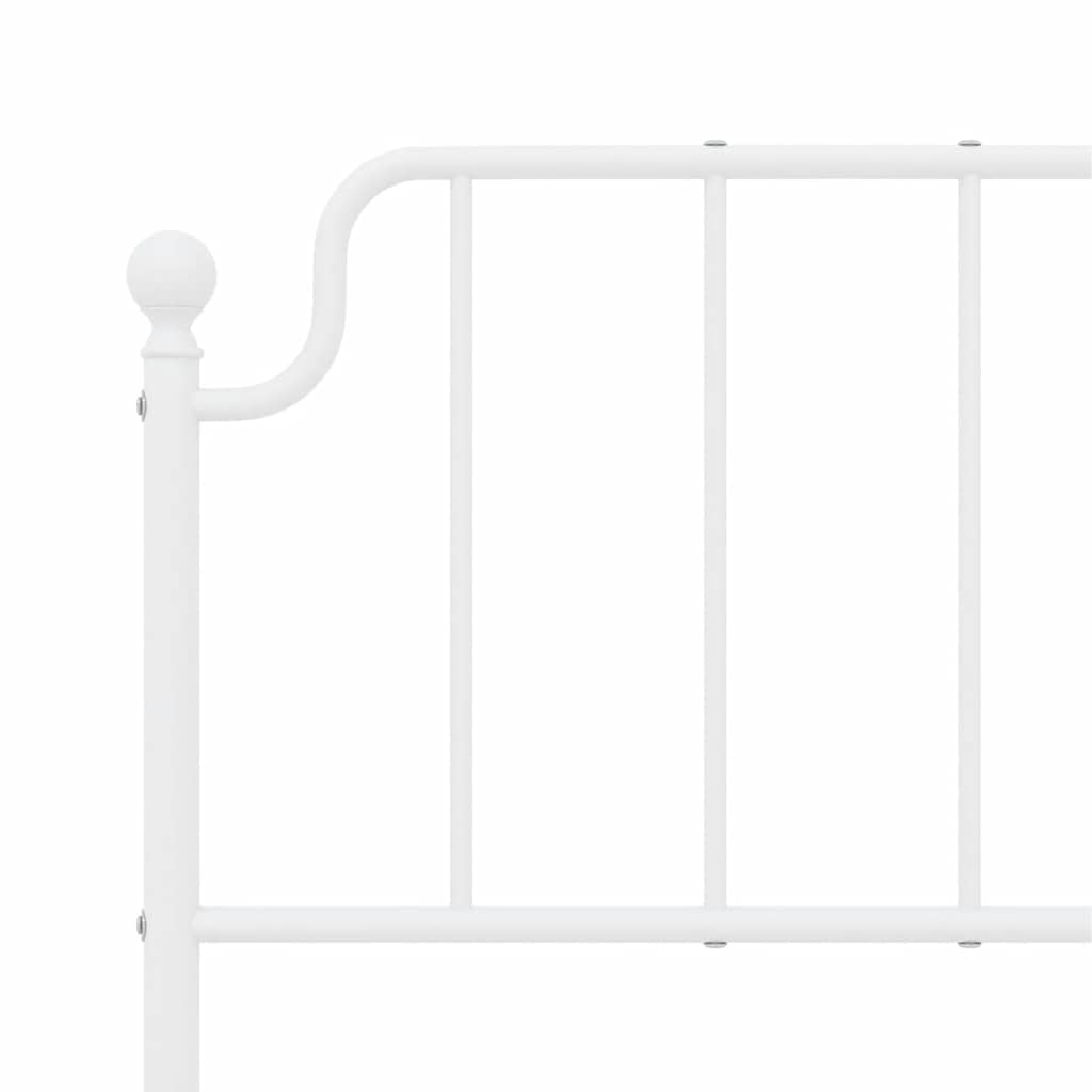 Metal Bed Frame without Mattress with Footboard White 135x190cm