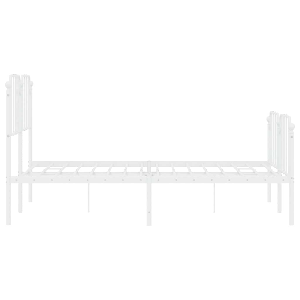 Metal Bed Frame without Mattress with Footboard White 150x200cm