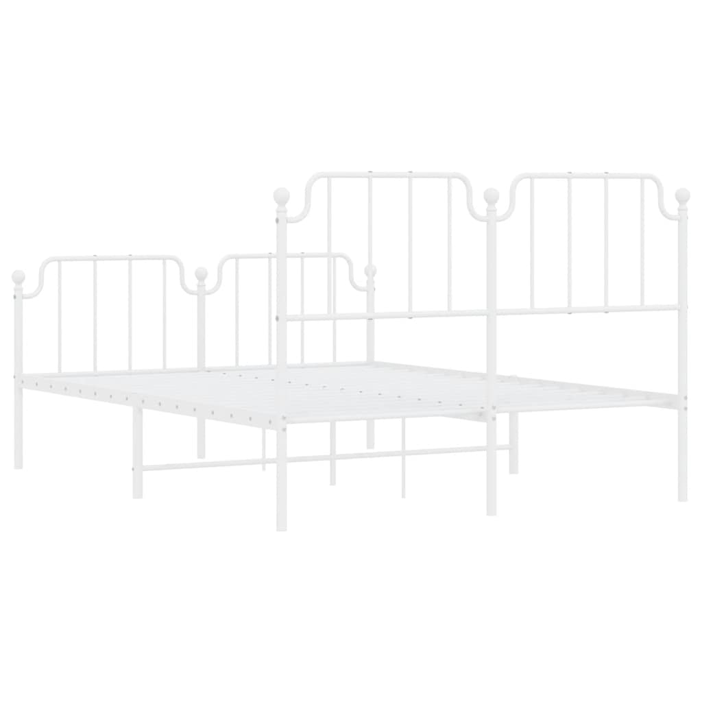 Metal Bed Frame without Mattress with Footboard White 150x200cm