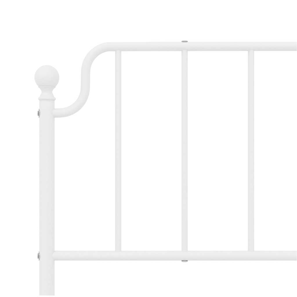 Metal Bed Frame without Mattress with Footboard White 183x213cm