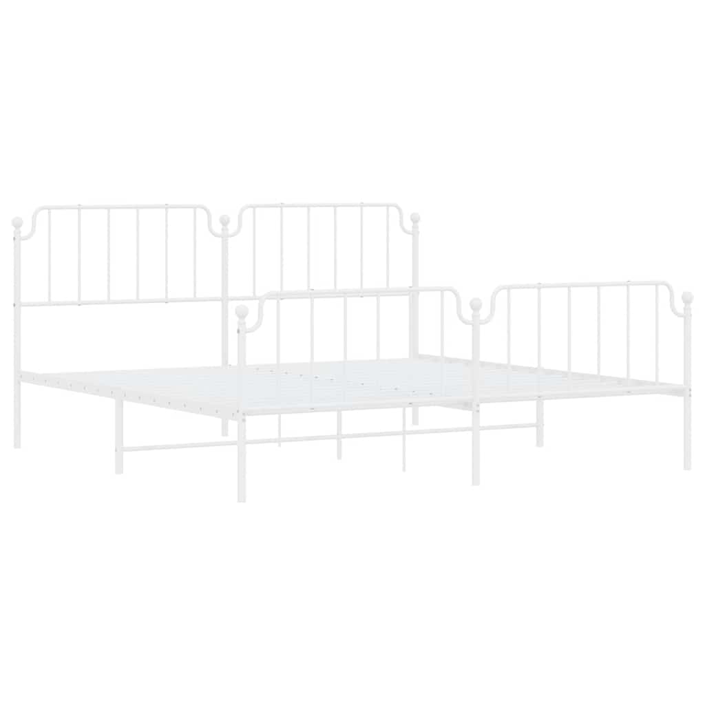 Metal Bed Frame without Mattress with Footboard White 193x203cm