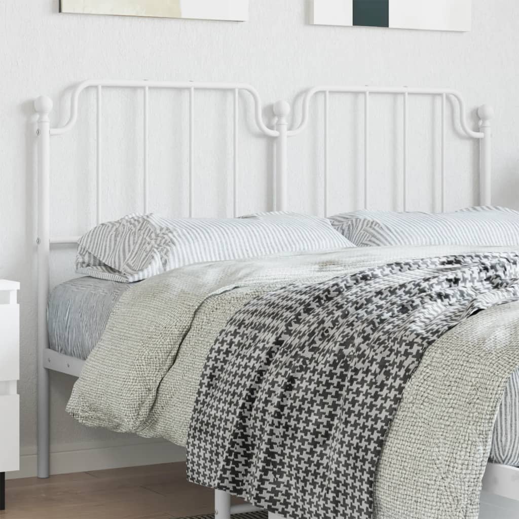 Metal Headboard White 135 cm