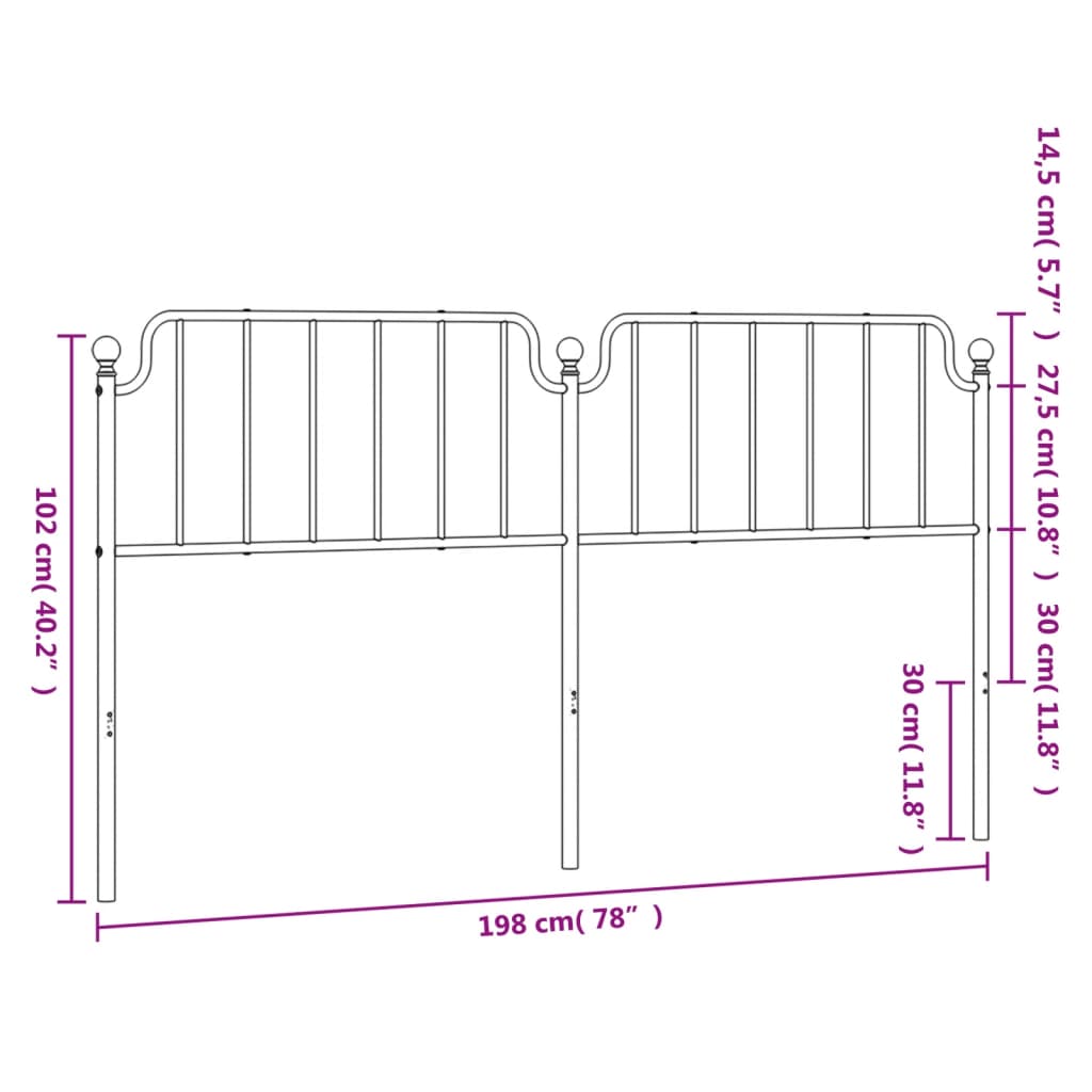Metal Headboard White 193 cm
