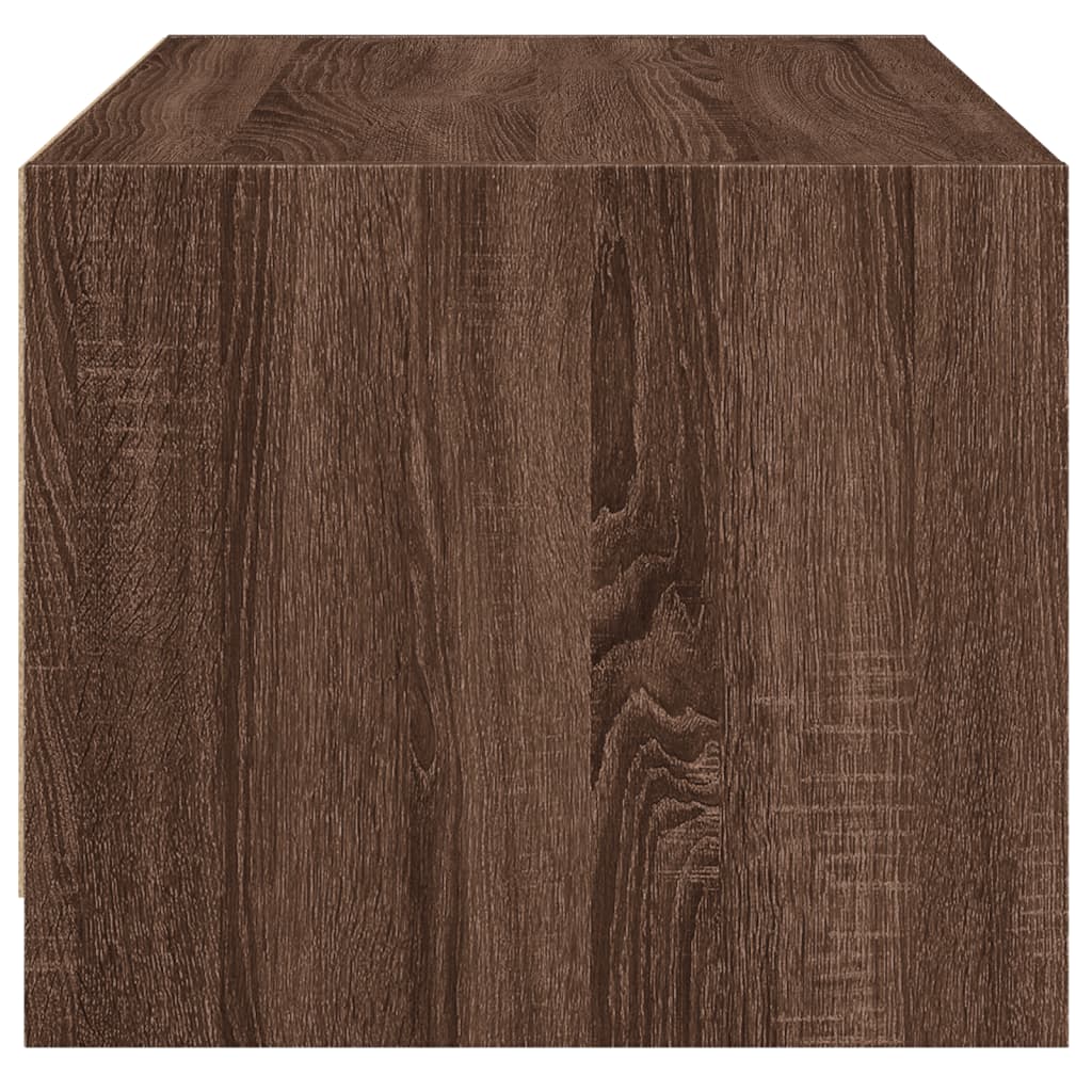 Coffee Table with Glass Doors Brown Oak 68x50x42 cm