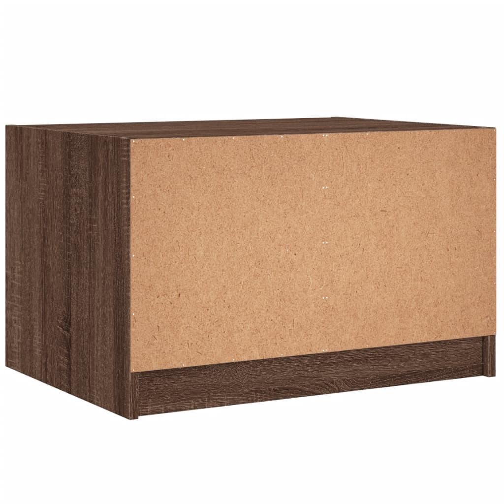 Coffee Table with Glass Doors Brown Oak 68x50x42 cm