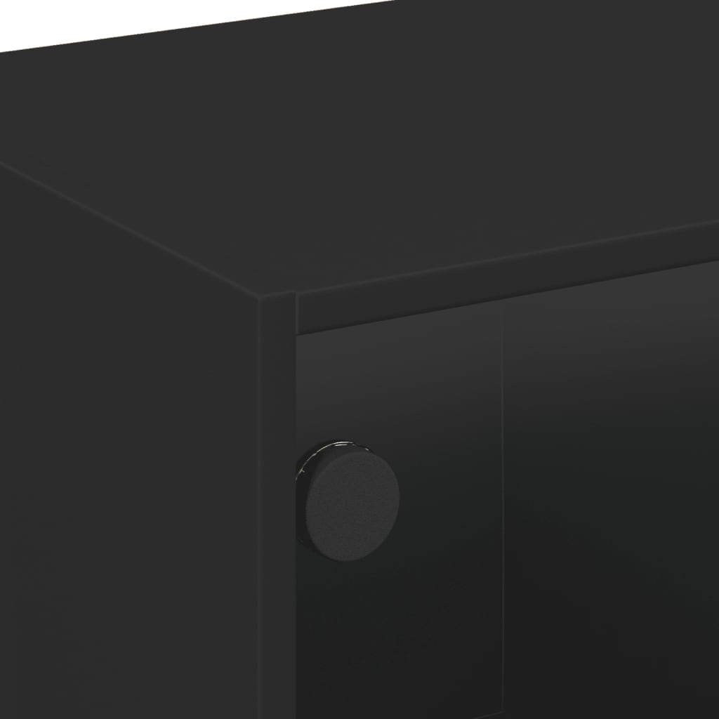 Modern Wooden TV Tele Stand Unit Cabinet With Glass Doors & Storage Wood