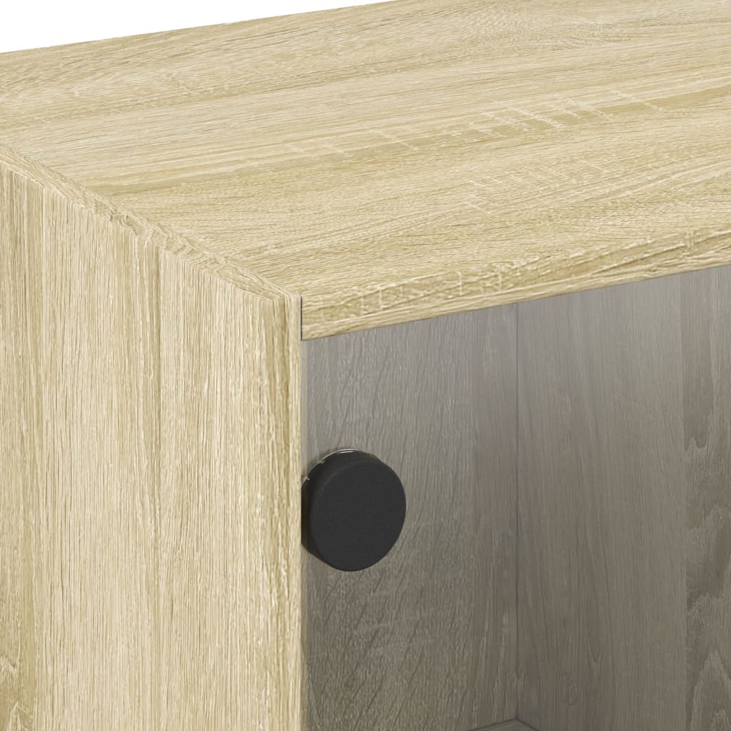 Modern Wooden TV Tele Stand Unit Cabinet With Glass Doors & Storage Wood