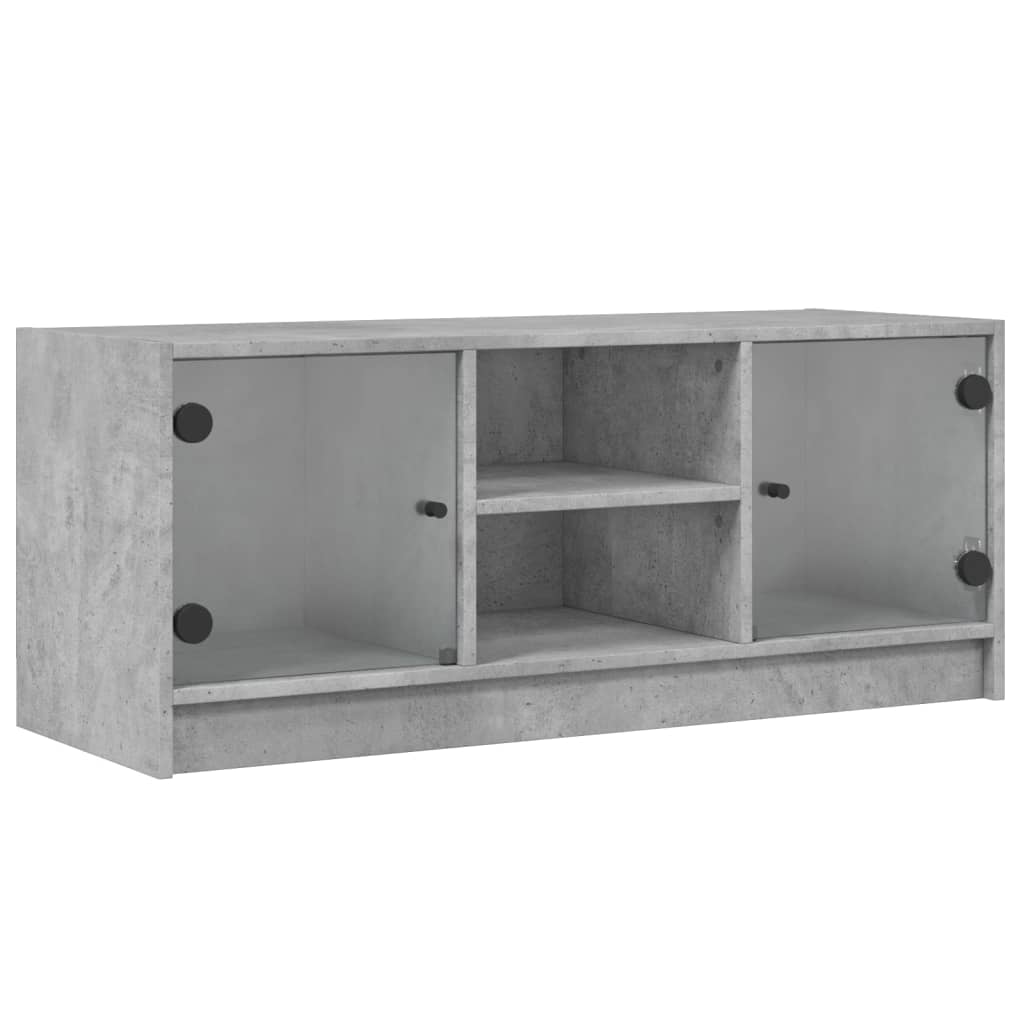 Modern Wooden TV Tele Stand Unit Cabinet With Glass Doors & Storage Wood