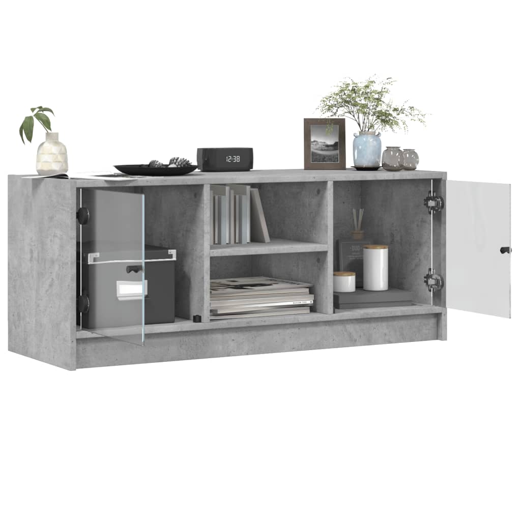 Modern Wooden TV Tele Stand Unit Cabinet With Glass Doors & Storage Wood