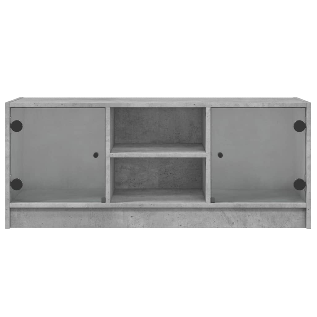Modern Wooden TV Tele Stand Unit Cabinet With Glass Doors & Storage Wood