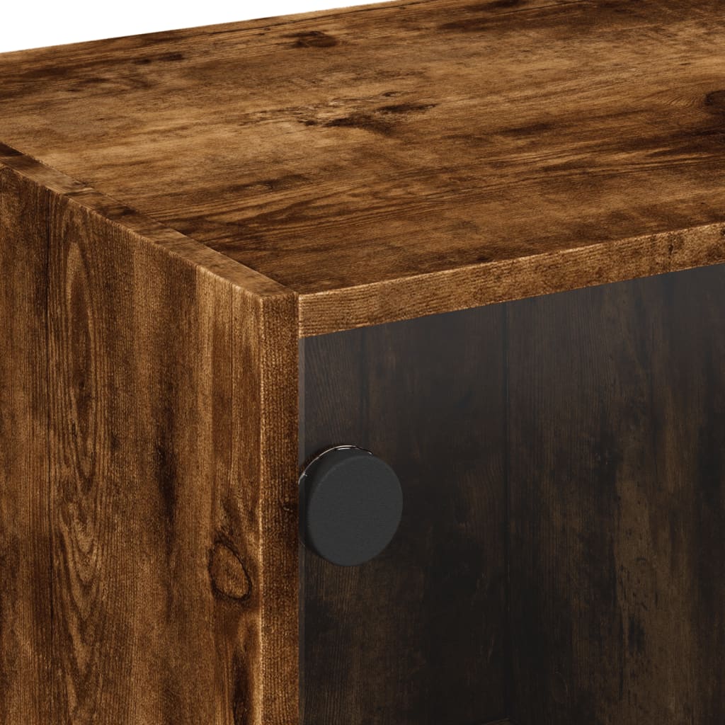 Modern Wooden TV Tele Stand Unit Cabinet With Glass Doors & Storage Wood