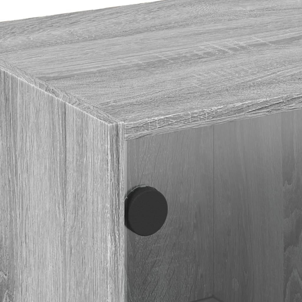 Modern Wooden TV Tele Stand Unit Cabinet With Glass Doors & Storage Wood