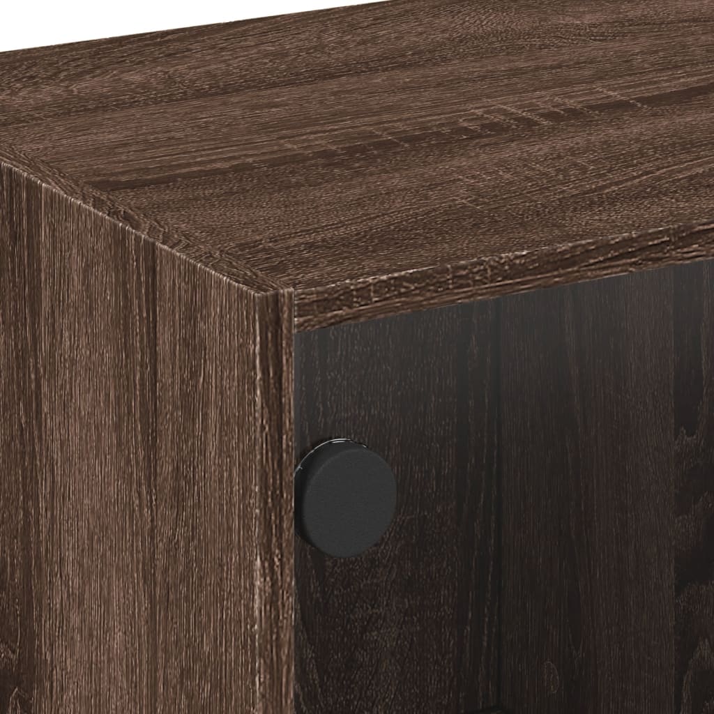 Modern Wooden TV Tele Stand Unit Cabinet With Glass Doors & Storage Wood