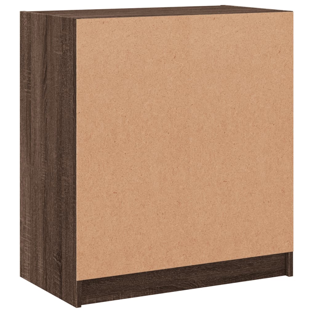 Side Cabinet with Glass Doors Brown Oak 68x37x75.5 cm