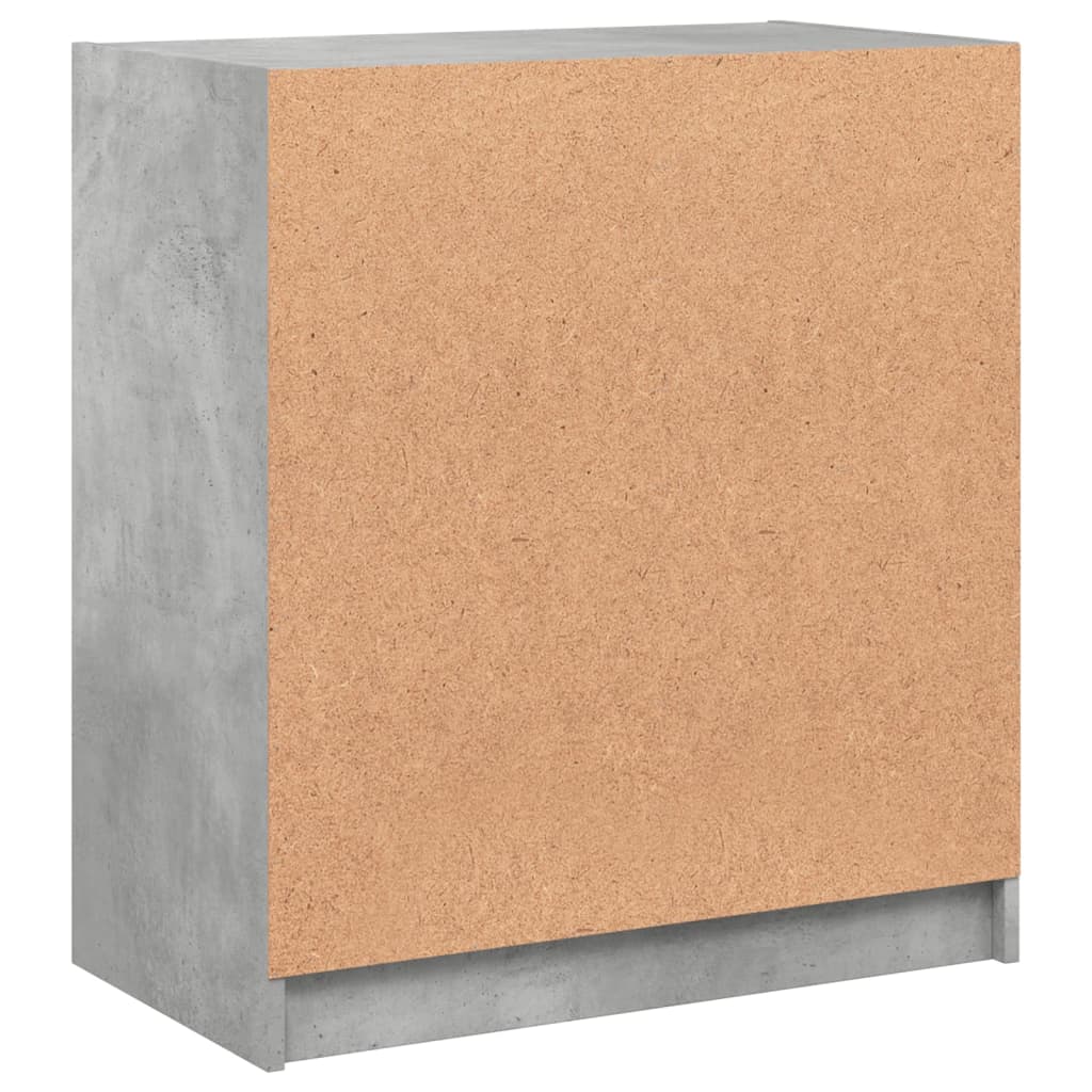 Side Cabinet with Glass Doors Concrete Grey 68x37x75.5 cm