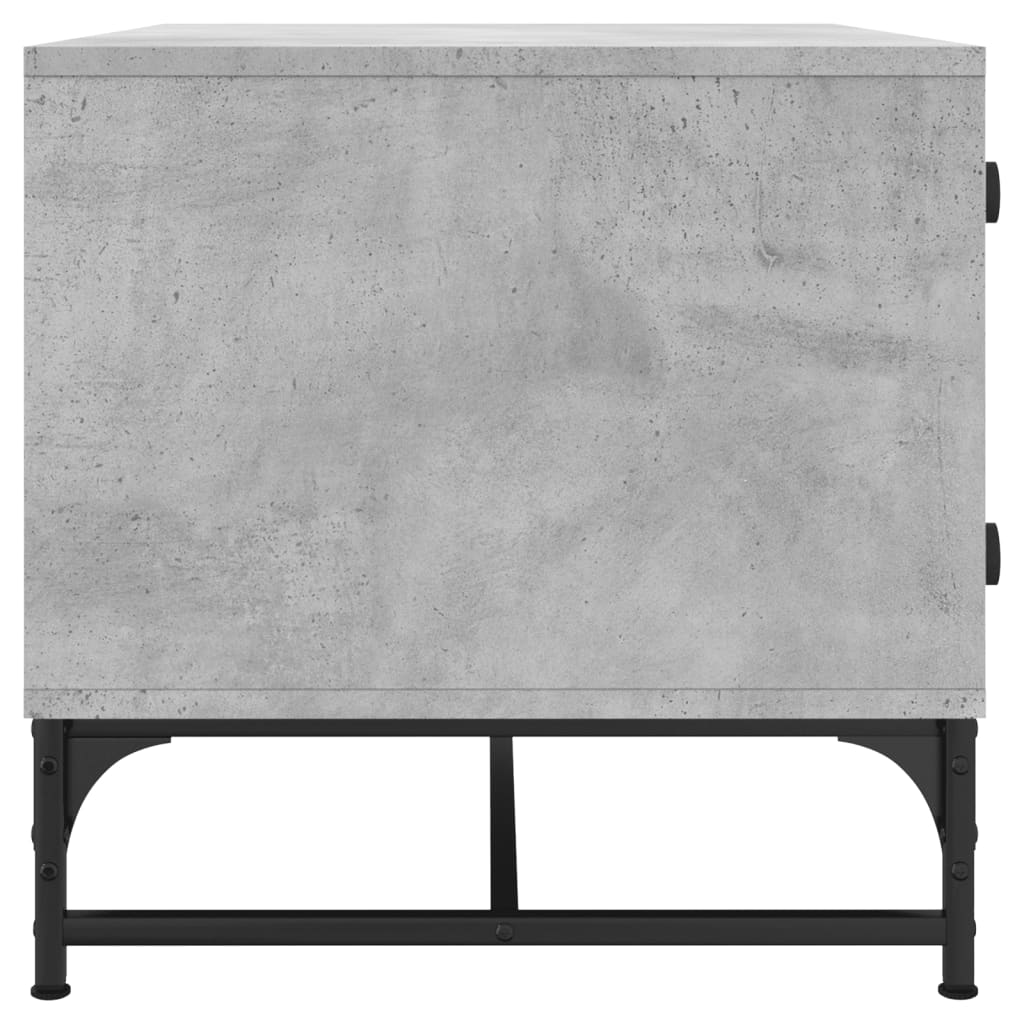 Coffee Table with Glass Doors Concrete Grey 68.5x50x50 cm