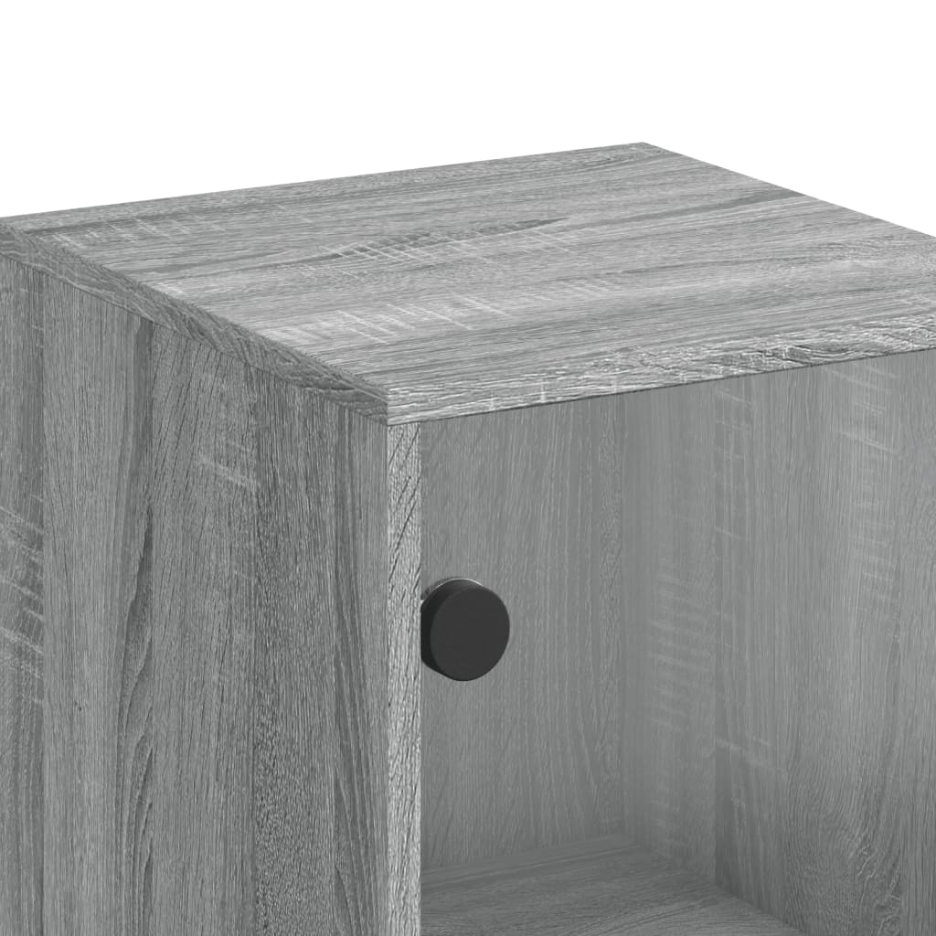 Side Cabinet with Glass Doors Grey Sonoma 35x37x100 cm